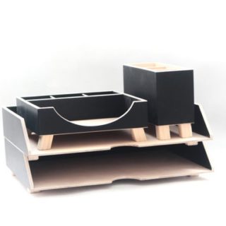 Image for Desk Organizer Black Wood Office
