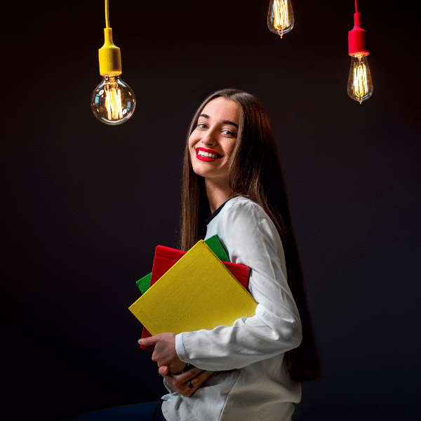 lady-underneath-light-bulbs