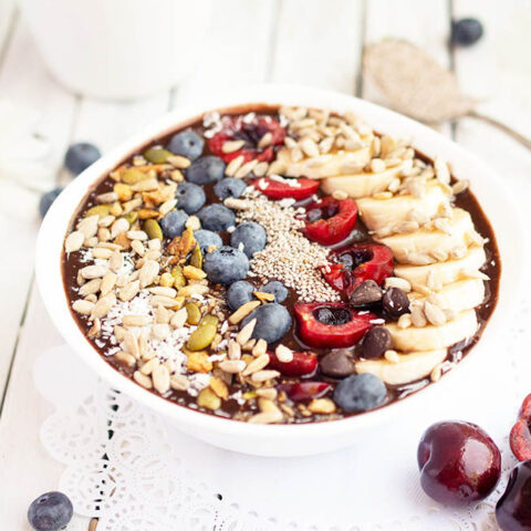 Image for Vegan Chocolate Cherry Smoothie Bowl Recipe
