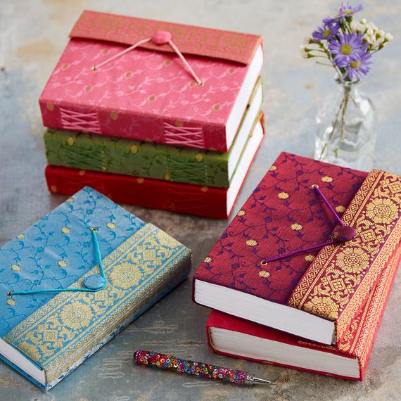 Image for Handmade Sari Journal Fabric Journal Handbound Notebook | Etsy