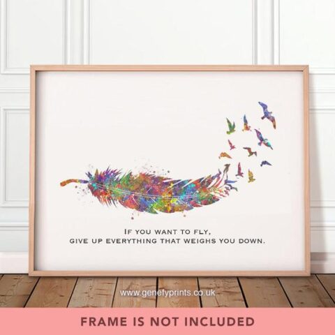 Image for Birds Feather Quote Watercolor Art Print Inspirational | Etsy