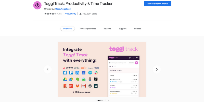 Toggl time management tool