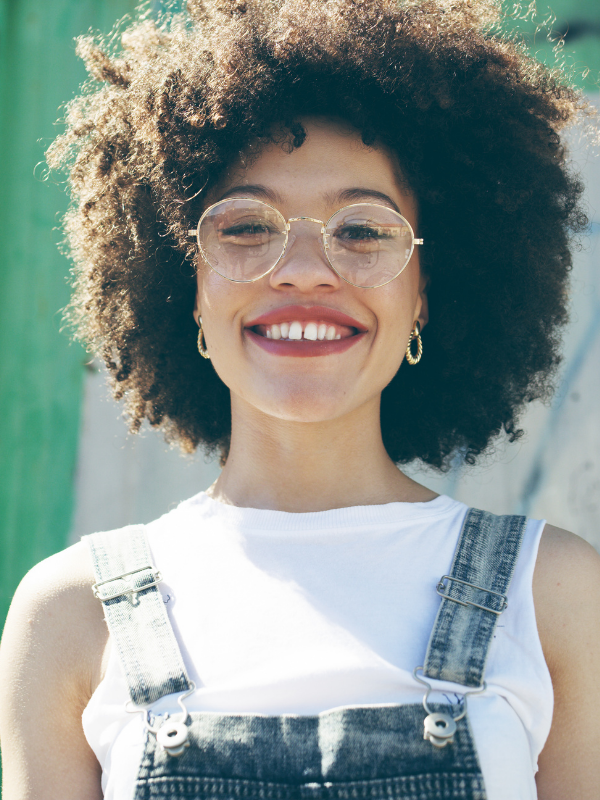 happy woman with glasses