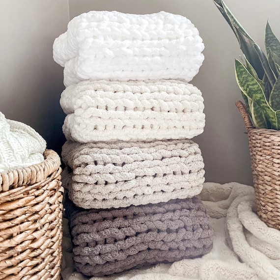 Image for Handmade Chenille Chunky Knit Blanket