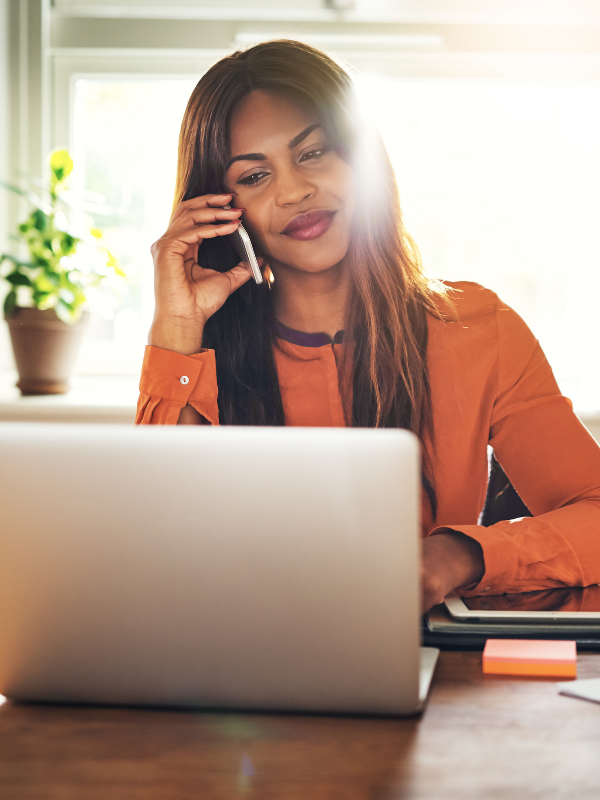 virtual assistant taking a work call