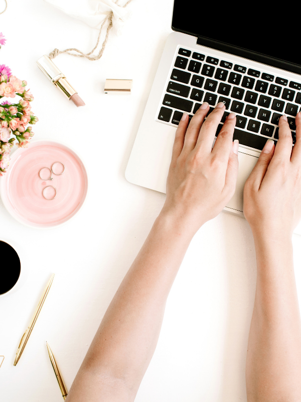 woman working on laptop