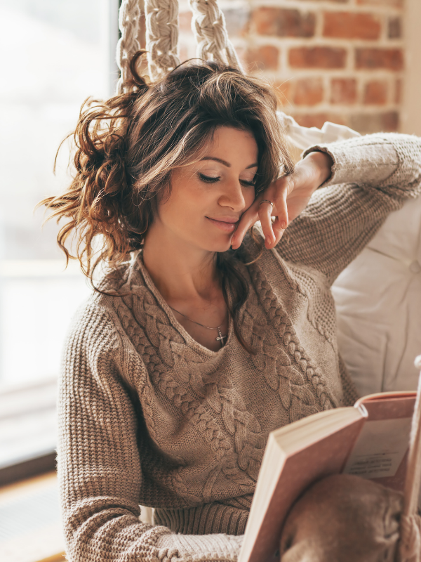 woman reading a book