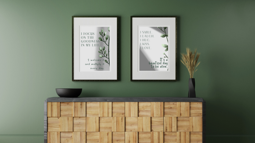 wall art with positive affirmations to start the day
