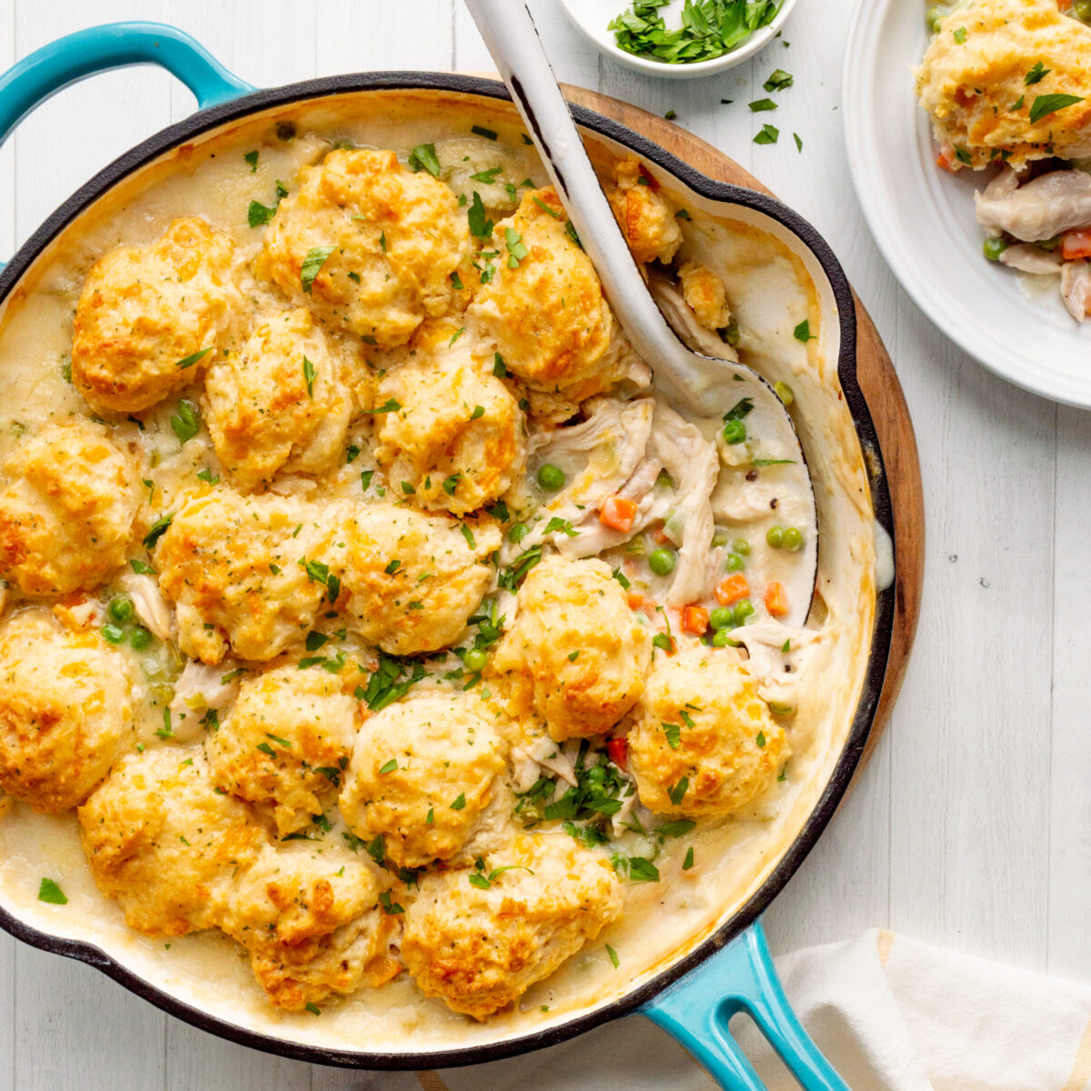 Image for Chicken Cobbler with Red Lobster Cheddar Biscuit Topping - Little Black Skillet