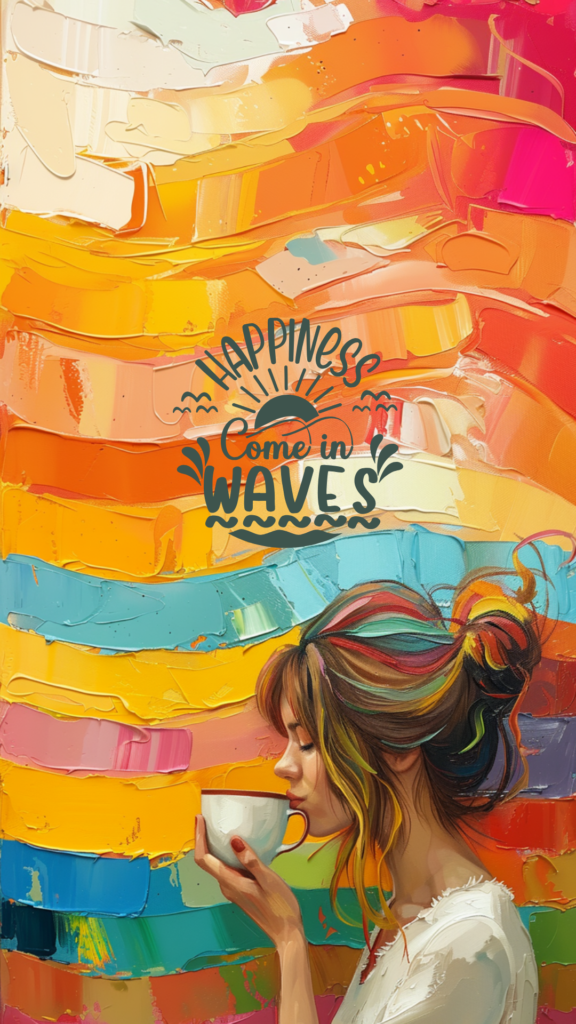 happiness comes in waves phone wallpaper