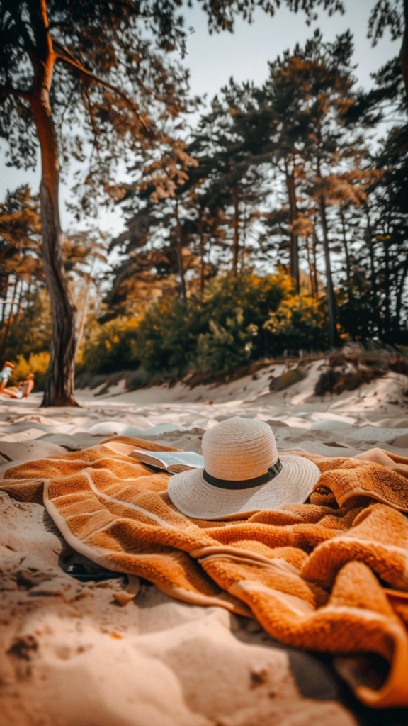 sumer hat on a beach towel