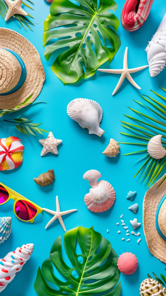 vibrant green and blue summer items