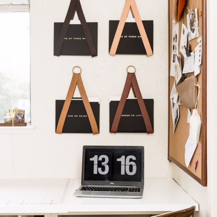 Image for Leather Hanging File Organizer