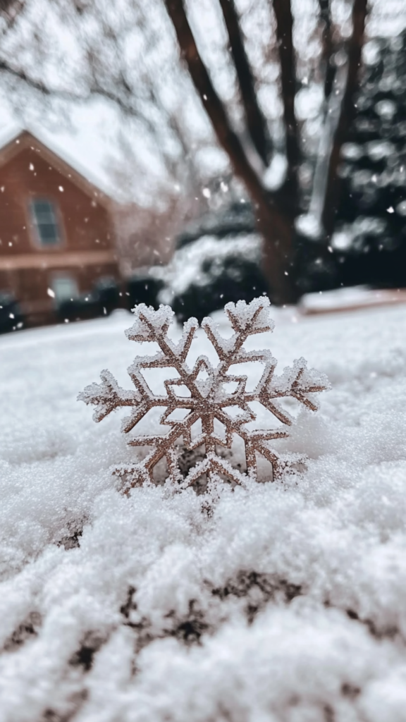 a single snowflake tucked on the snowy ground phone wallpaper