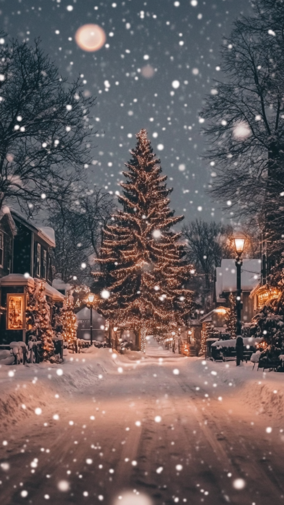 snowy night wallpaper design