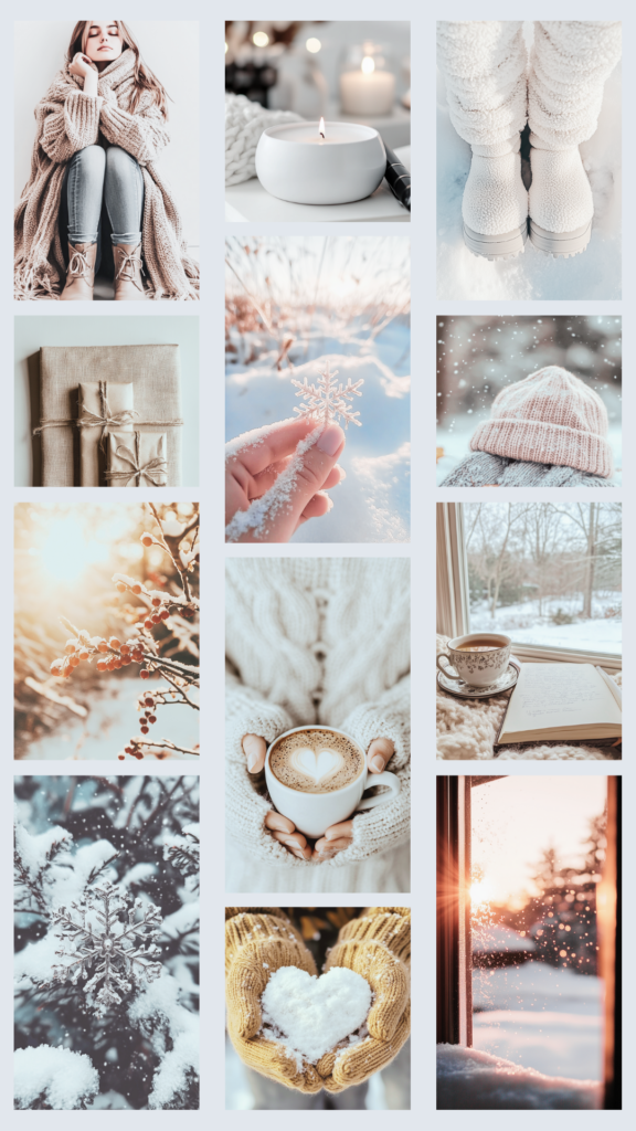 white winter wallpaper collage