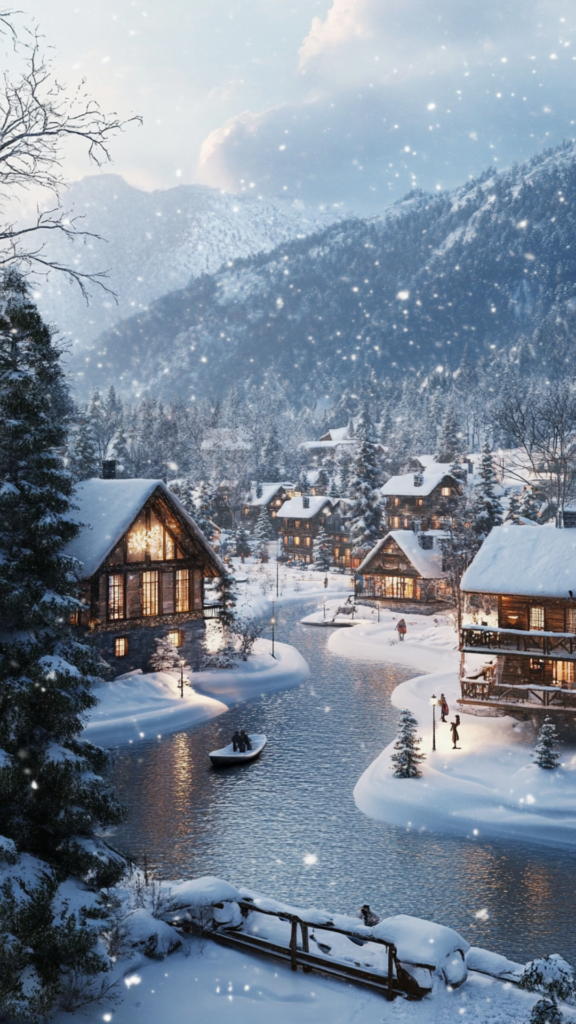winter village by the river