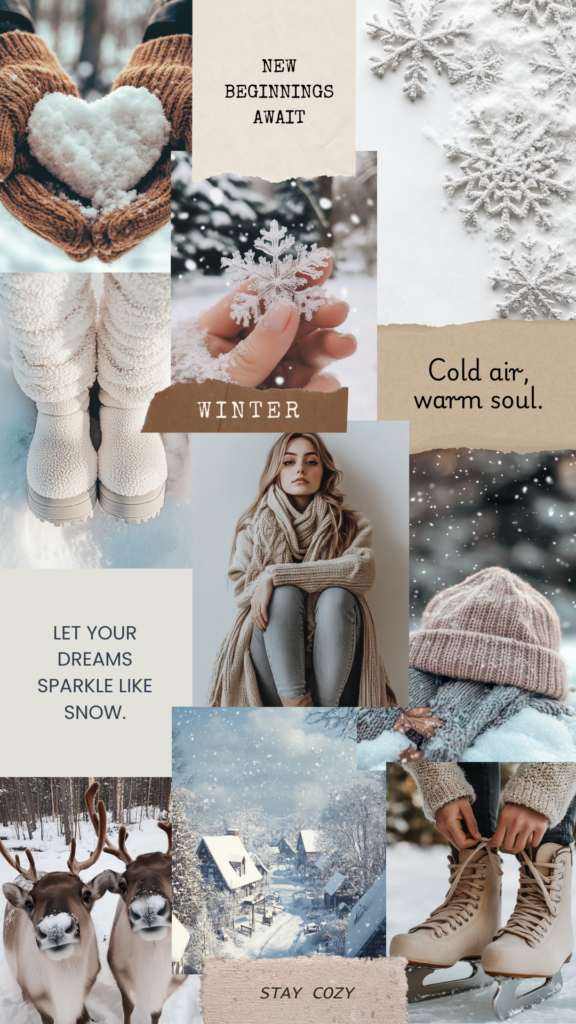 winter wallpaper collage with inspiring quotes