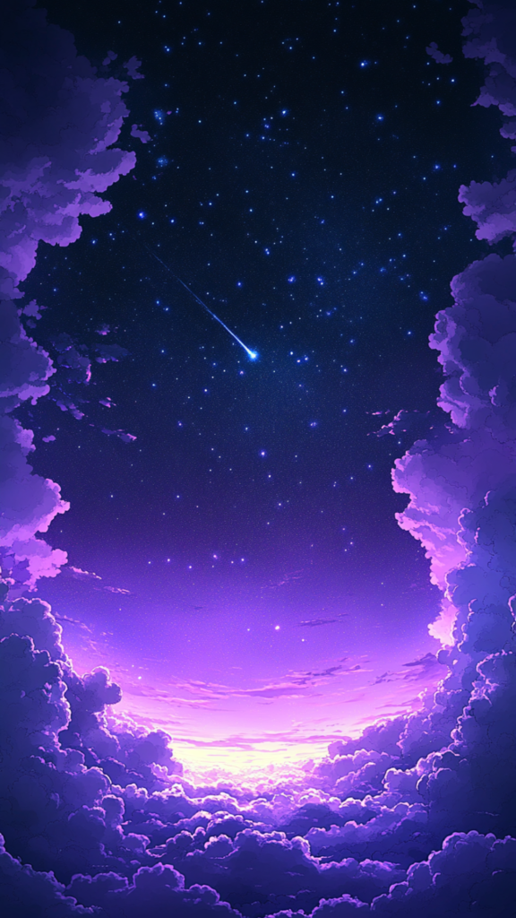 falling star in the purple sky iphone wallpaper
