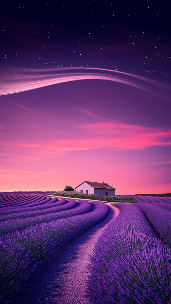 house in the middle of a lavender field