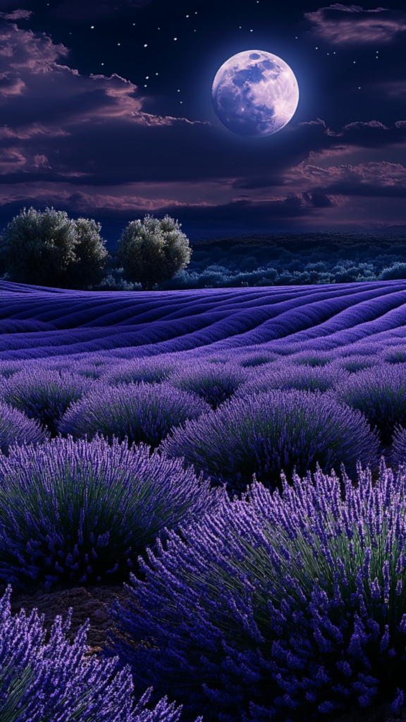 moon over lavender field