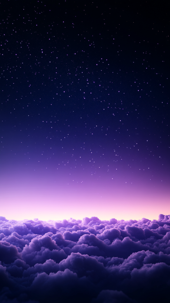 purple night sky with stars