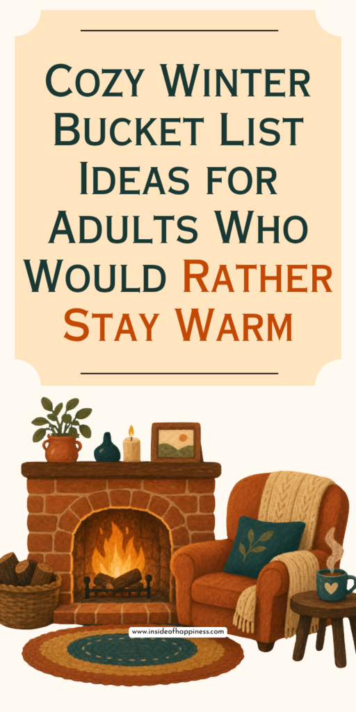 pin image with thext cozy winter bucket list ideas for adults indoors and outdoors
